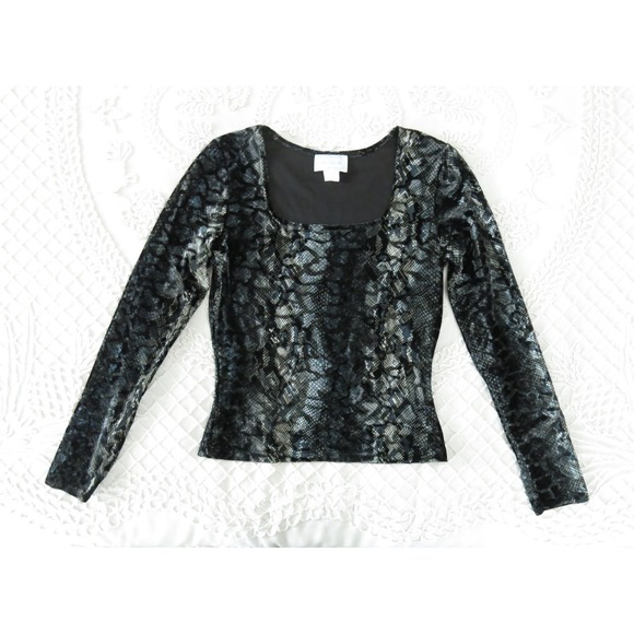 Hanky Panky Tops - Vintage Hanky Panky S Velvet Crop Snakeprint Burnout Whimsigoth Grunge Witchy